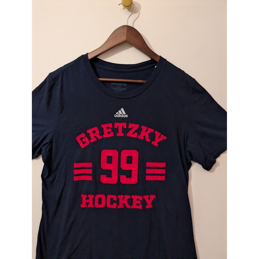 Adidas Gretzky 99 Hockey T-Shirt Mens L Navy Blue Excellent Graphic Tee NHL SEO